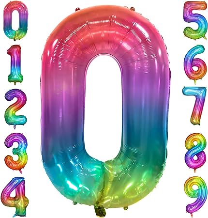 Number 0-9, 40 Inch Number Balloons Foil Gradient - Glamorous Party Decorations for Birthdays, Anniversaries, and Special Events