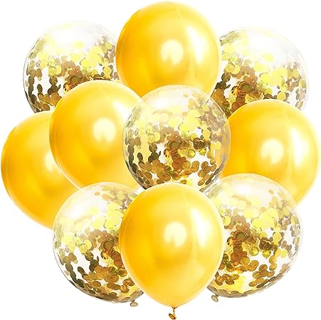 10 Pieces Balloons Decorations Set Include Metallic  Latex Balloons and Foil Confetti Filled Balloons for Birthday Wedding Baby Shower Party Decorations Supplies (12 Inches)