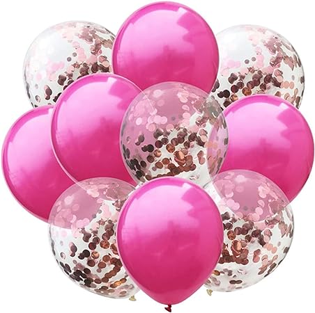 10 Pieces Balloons Decorations Set Include Metallic  Latex Balloons and Foil Confetti Filled Balloons for Birthday Wedding Baby Shower Party Decorations Supplies (12 Inches)