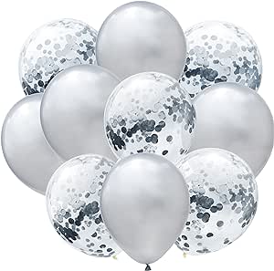 10 Pieces Balloons Decorations Set Include Metallic  Latex Balloons and Foil Confetti Filled Balloons for Birthday Wedding Baby Shower Party Decorations Supplies (12 Inches)