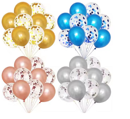 10 Pieces Balloons Decorations Set Include Metallic  Latex Balloons and Foil Confetti Filled Balloons for Birthday Wedding Baby Shower Party Decorations Supplies (12 Inches)