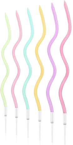 12 Pcs Twisty Birthday Candles Long Spiral Cake Candles with Holders for Birthday Wedding Party Cake Decoration