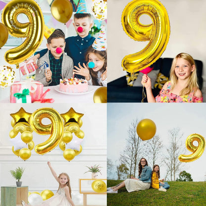 Number 0-9, 40 Inch Number Balloons Foil Gold - Glamorous Party Decorations for Birthdays, Anniversaries, and Special Events