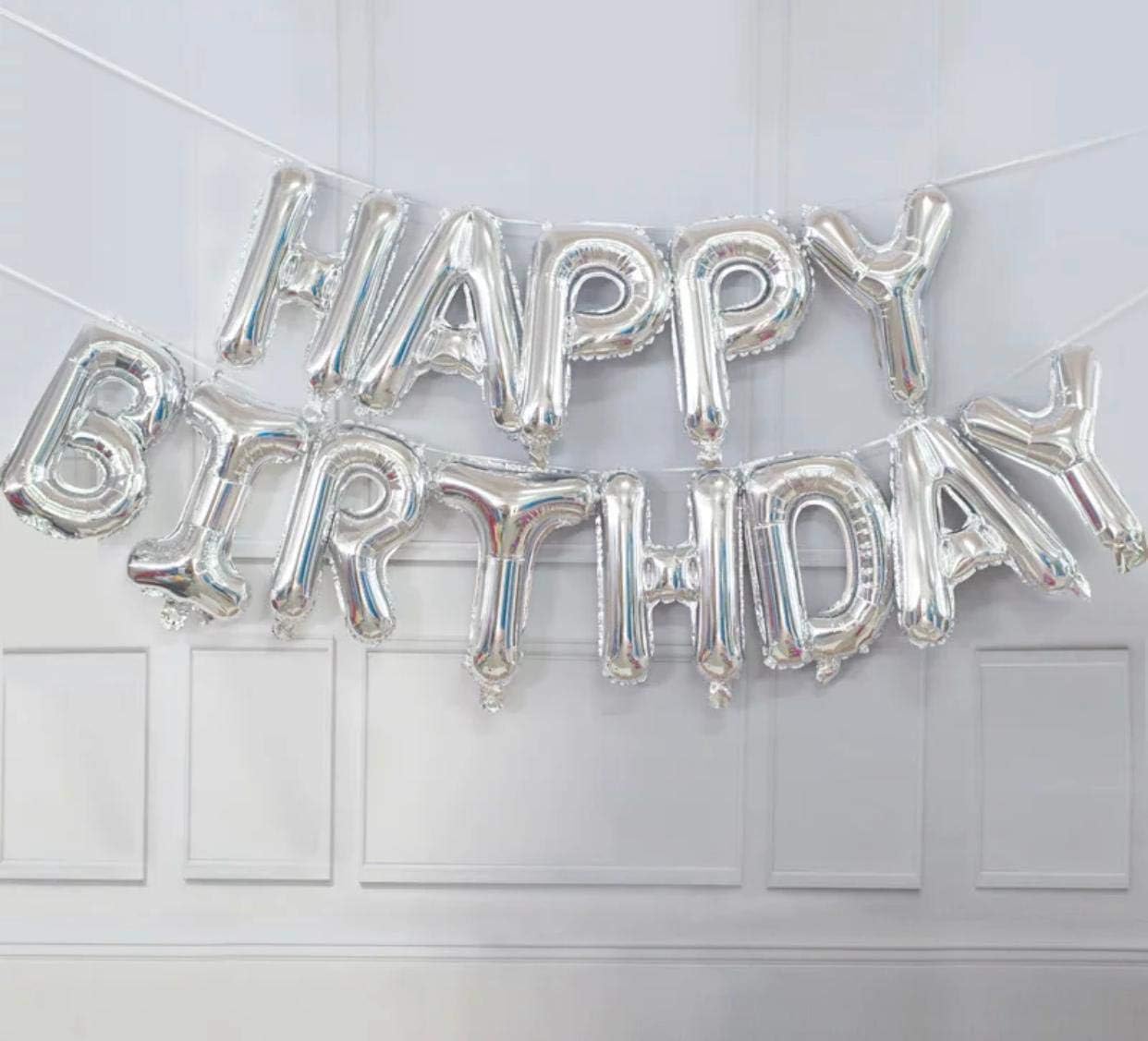 Happy Birthday Balloons Banner, 16 Inch Mylar Foil Letters Birthday Sign for Girls Boys Kids & Adults Birthday Decorations and Party Supplies